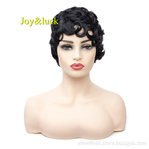 Wholesale Prices Ladies Hair Wig for Women Party Adjustable Band Free Part Brown Ombre Blonde Short Natural Curly Synthetic Wigs